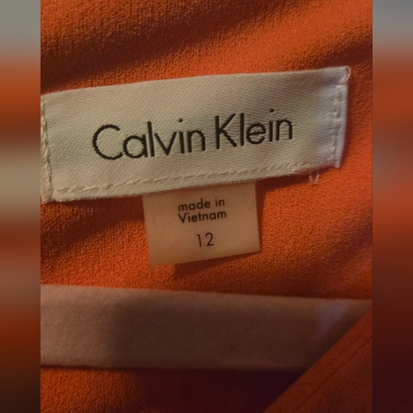 Calvin Klein Vibrant Orange Long Sleeve Dress - Picture 2 of 7